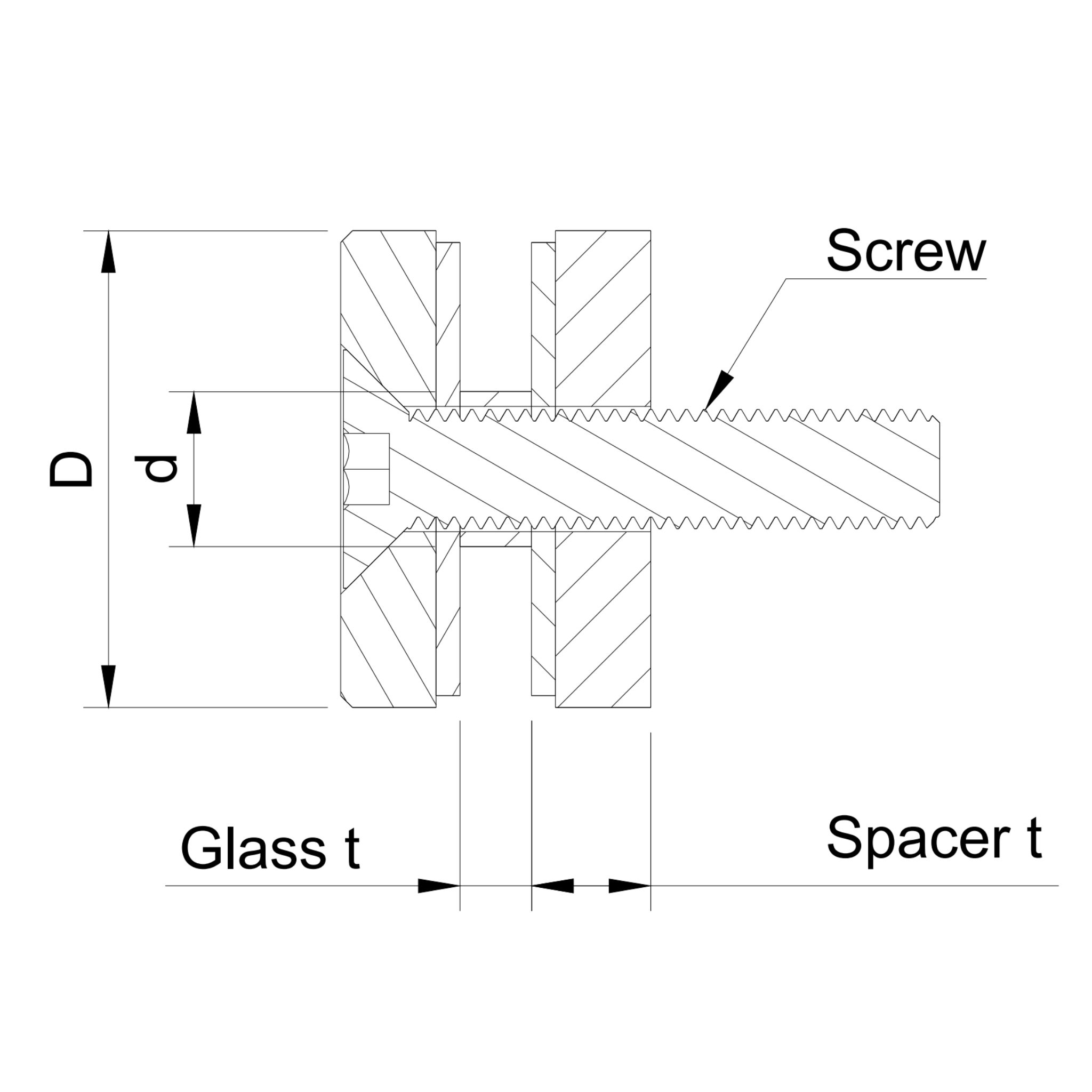 Glass adaptor D40, SS, satin- Strofix