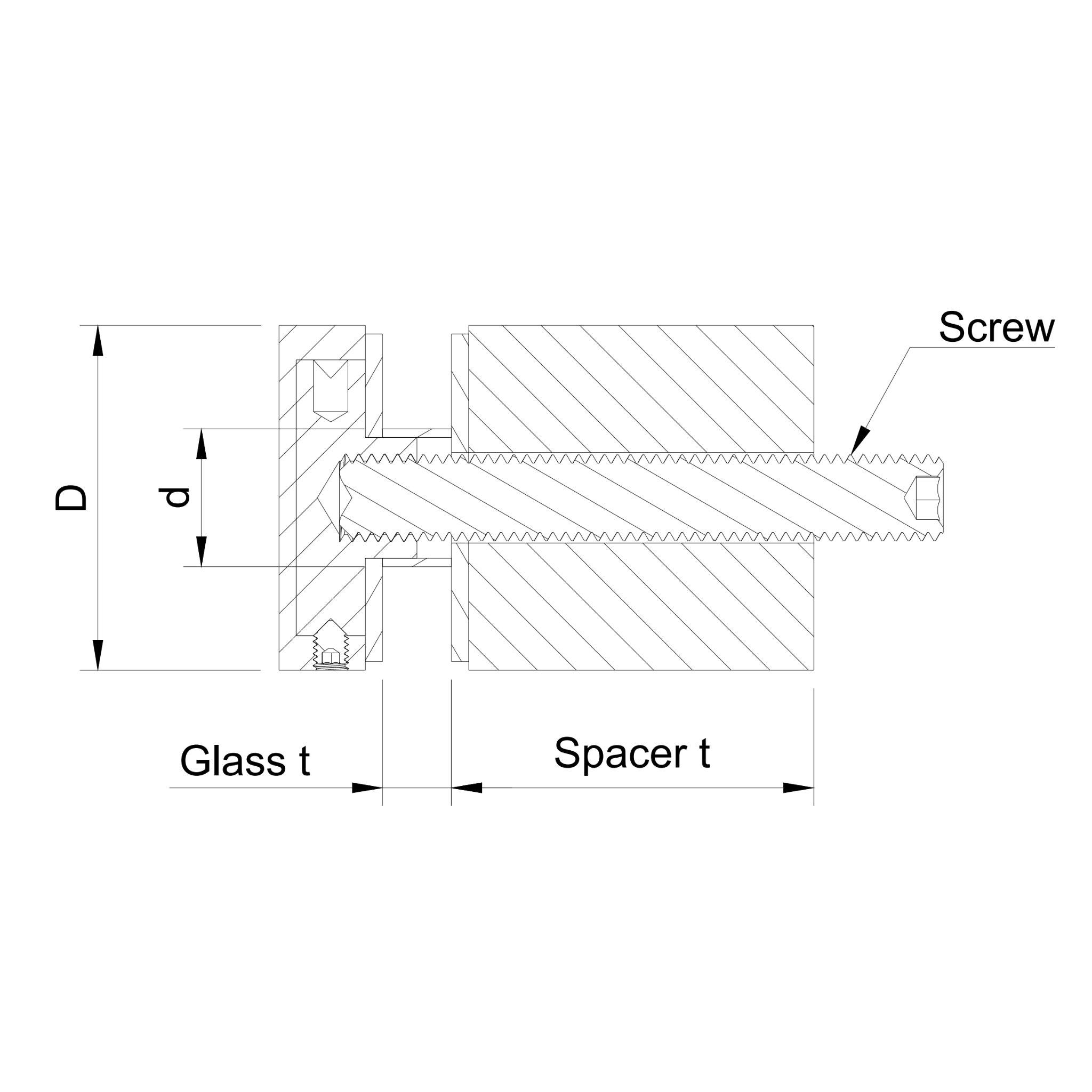 (12.1) Glass adaptor 40x40, adjustable cover, SS, satin