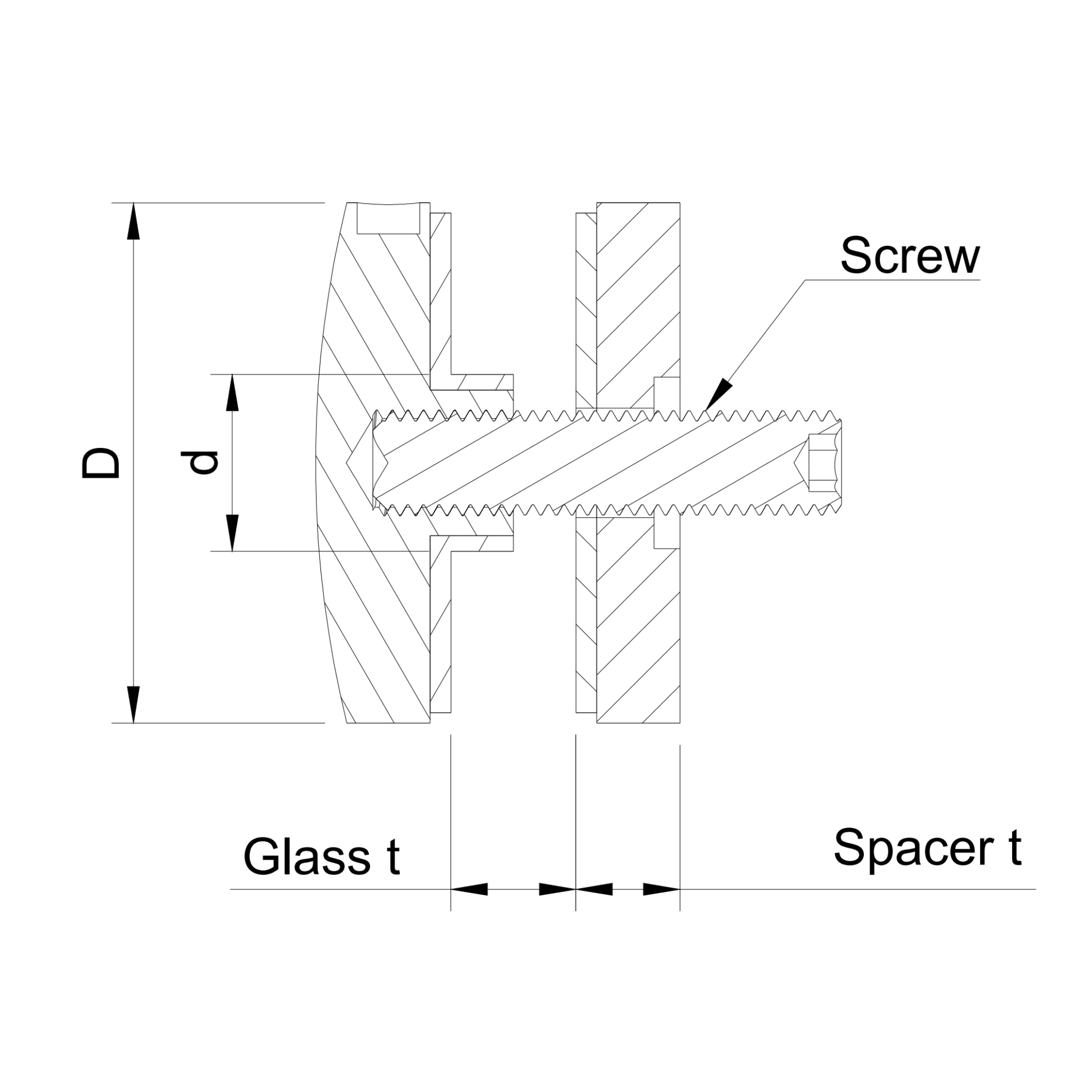 (13.1) Glass adaptor D50 spherical, SS, satin