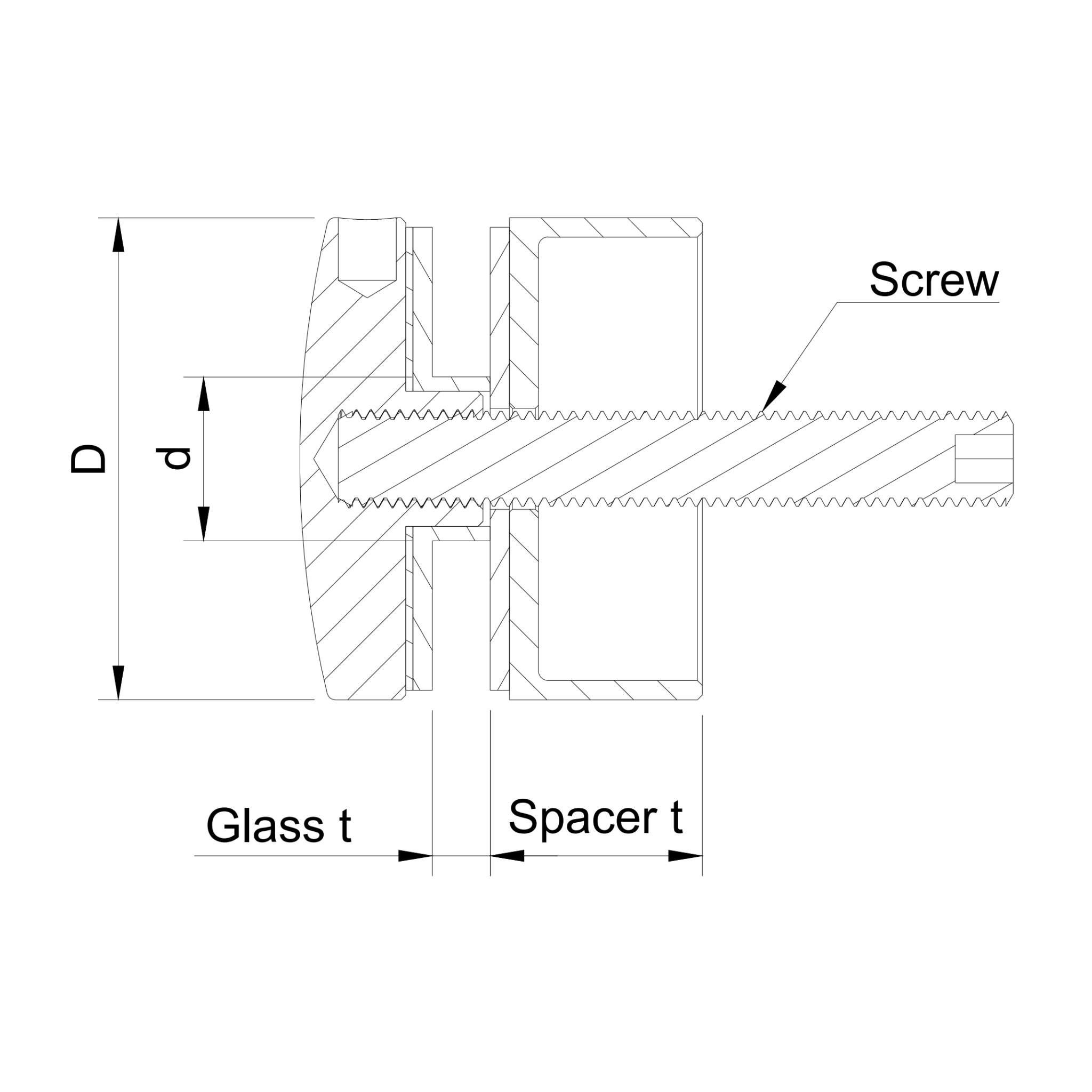 Glass adaptor D50, SS, satin - Strofix