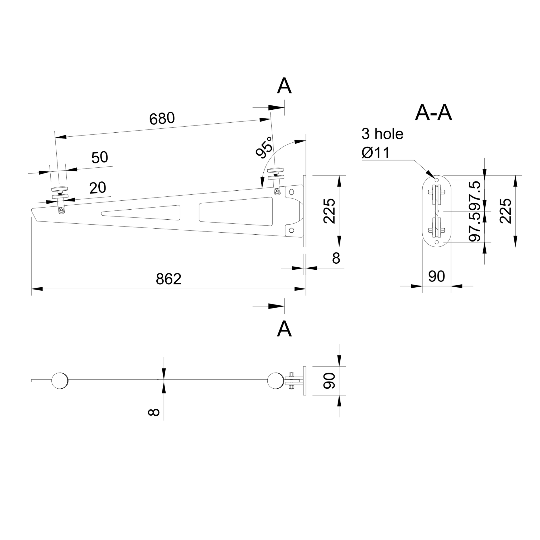 Under supported bracket for glass canopy - StroFIX