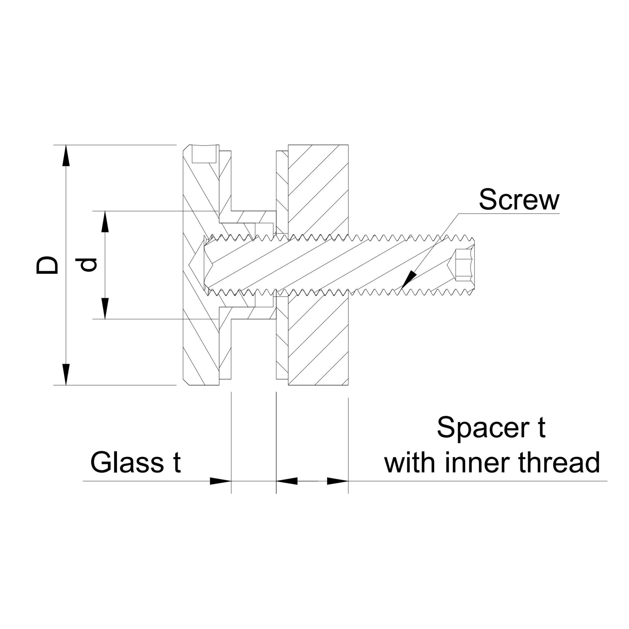 Glass adaptor D40, SS, satin - Strofix