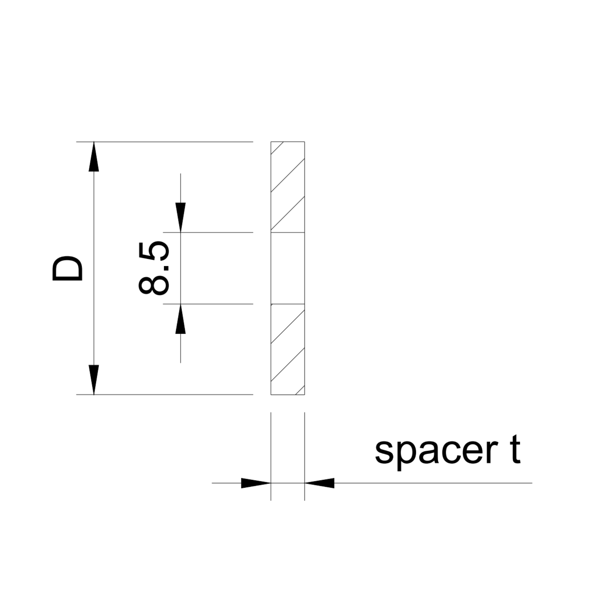 Glass adaptor - distancer, D30, SS, satin - Strofix