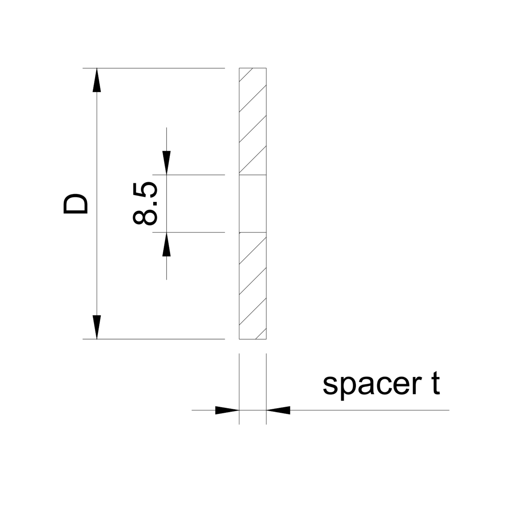 (47.1) Glass adaptor - distancer, D40, SS, satin