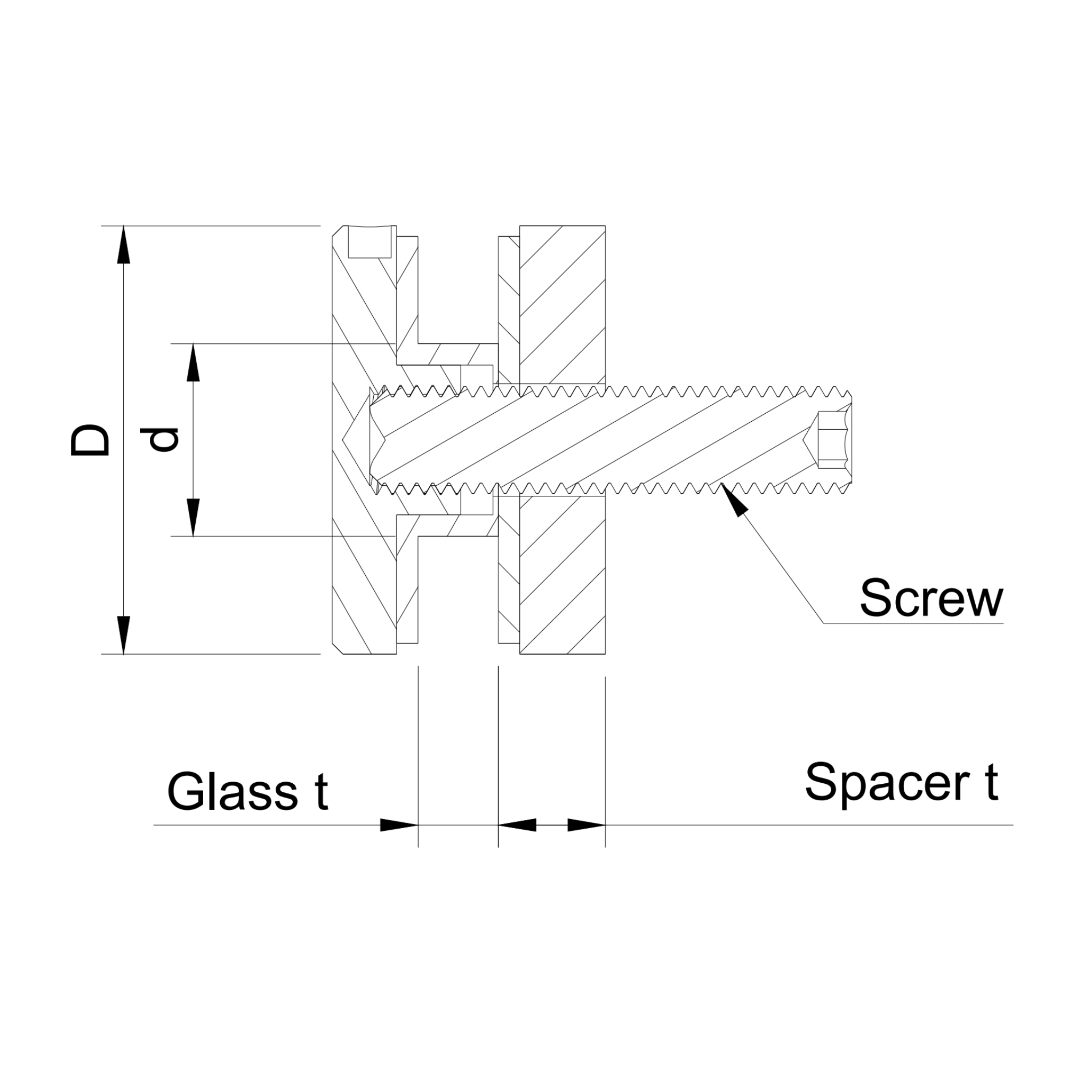 Glass adaptor D40, SS, satin - Strofix