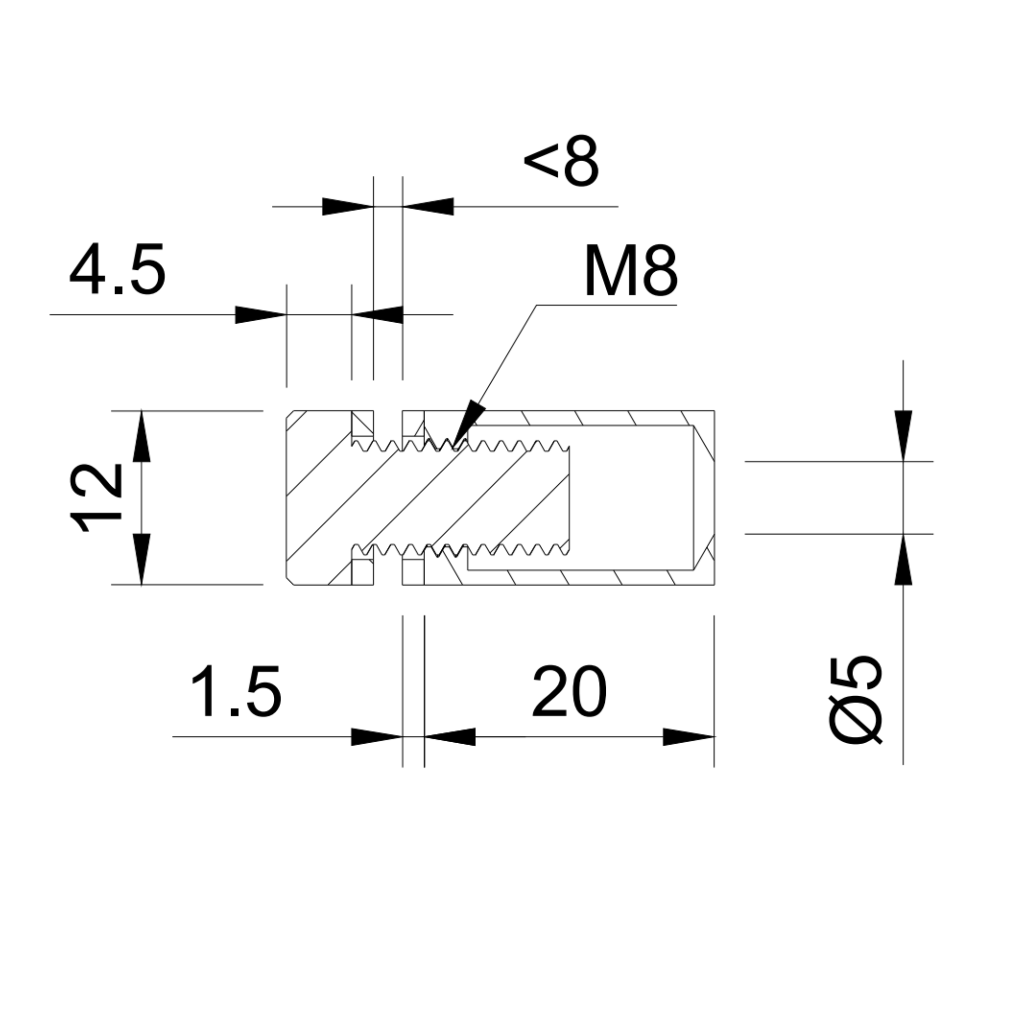 Sign adaptor, D12, SS, satin