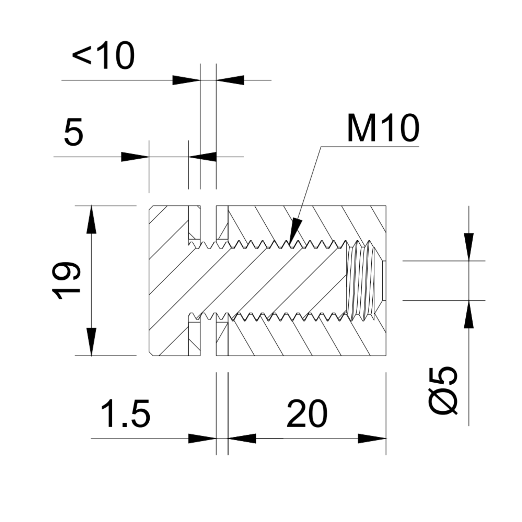 Sign adaptor, D19, SS, satin - Strofix