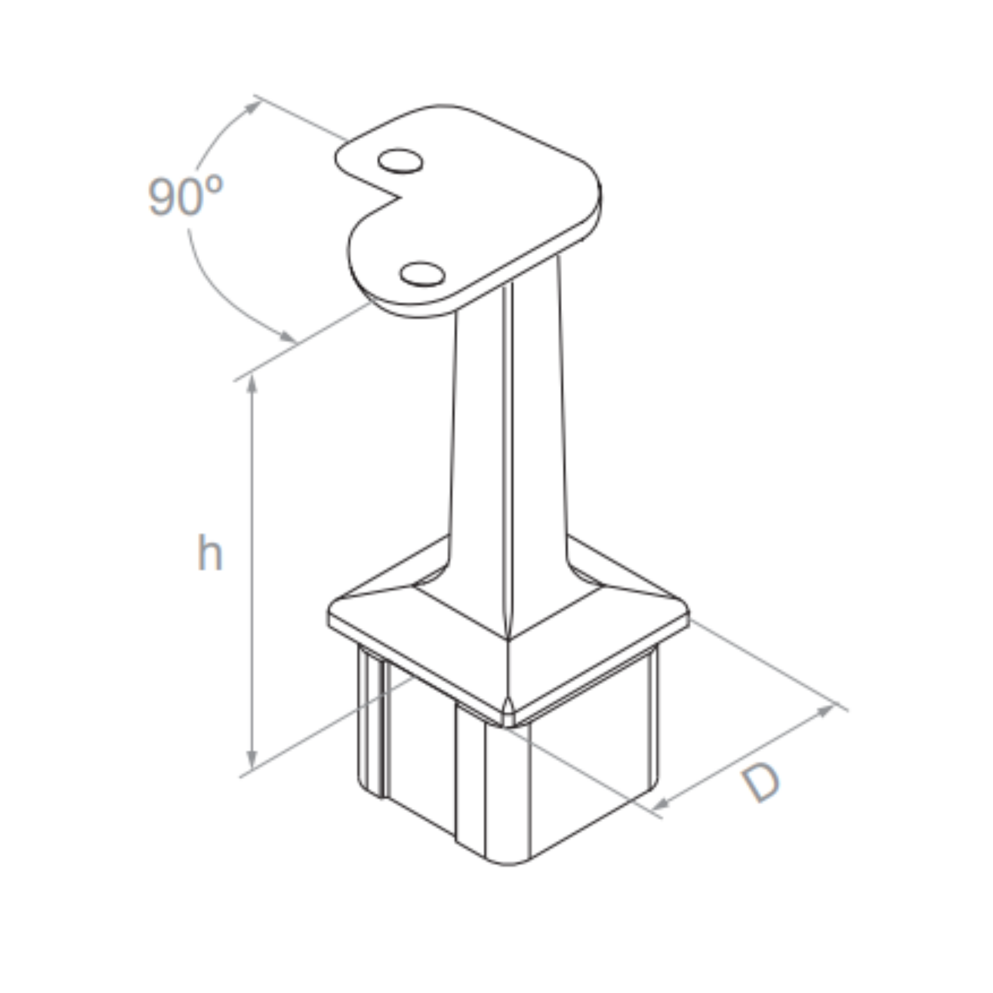 Corner handrail fitting (90º) - Flat - StroFIX